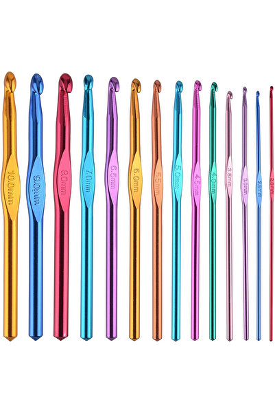 Choice مجموعة واحدة من 14 قطعة من خطافات الكروشيه متعددة الألوان من الألومنيو...