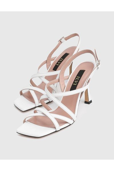 İLVİ Vetta Genuine Leather White Women's Heeled Sandals