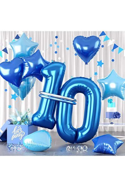 Choice مجموعة بالونات أخرى برقم 10 أزرق مقاس 32 بوصة، بالون أزرق داكن برقم 10...