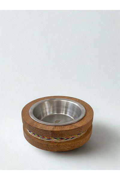 Fitline Natural Wooden Food or Water Bowl Single Jut Dark Colored