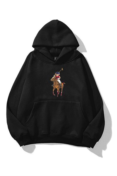 Trendiz Unisex Teddy Horse Sweatshirt Black
