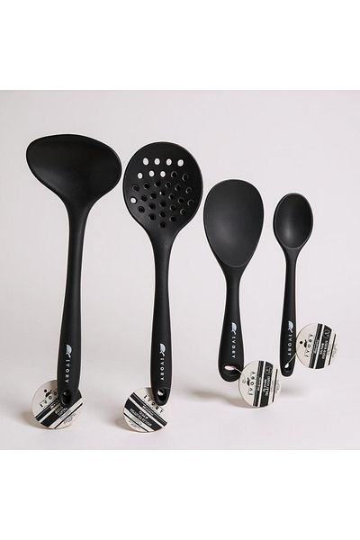 EMPA A V M Ivory Fireproof Non-Stick Ladle Colander Rice Spoon Food Spoon Set of 4