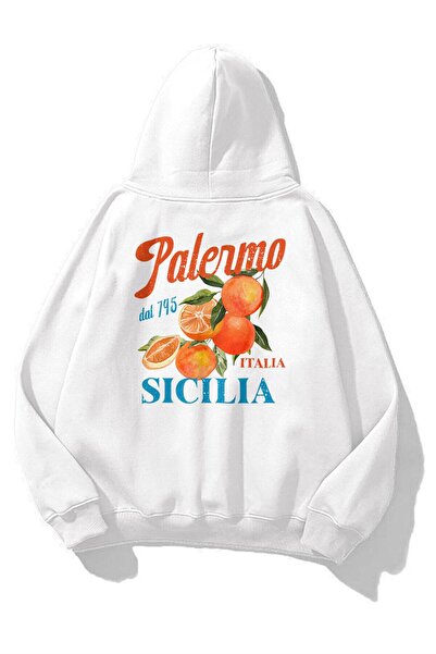 Trendiz Kadın Palermo Sicilia Sweatshirt Beyaz