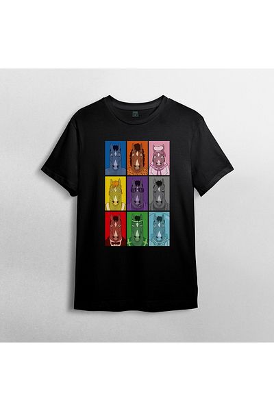 Pixxa Bojack Horseman Unisex 100% Cotton Crew Neck T-Shirt Model 3
