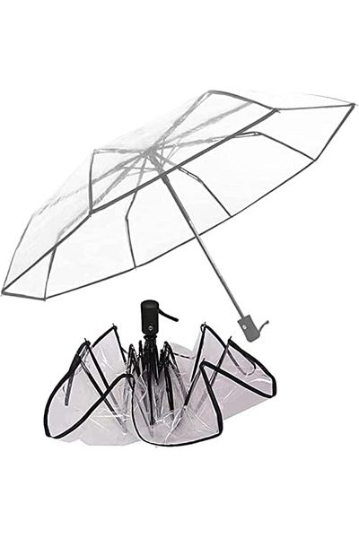 SP ISNUP SYOSI Clear Bubble Umbrella - Automatic Open and Close Transparent Travel Dome for Women, Girls, Kid