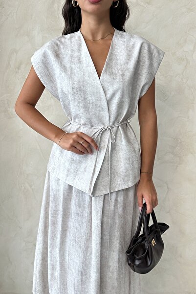 MD trend Women's Tie-Up Vest Skirt Double Set