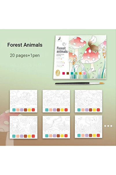 Choice3 كتاب تلوين مائي إبداعي للأطفال، حيوانات الغابة، 20 ورقة، حكايات خرافي...