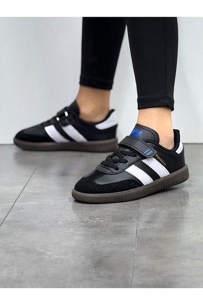 homiro Children's Velcro Lace-Up Waterproof Sports Shoes - Black and White