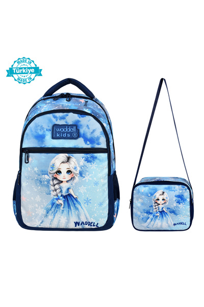 WMİLANO Rucsac pentru școală primară cu model Ice Girl, cutie de prânz și stilou cu 2 buzunare