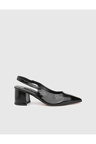 İLVİ Raquel Genuine Patent Leather Women's Black Heeled Sandals