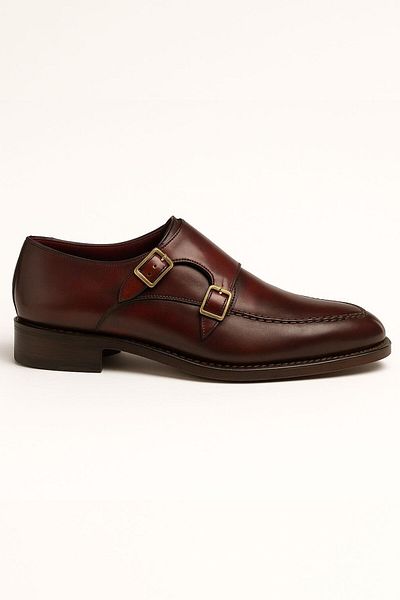 Deriderim Genuine Leather Double Buckle Classic Men's Shoes