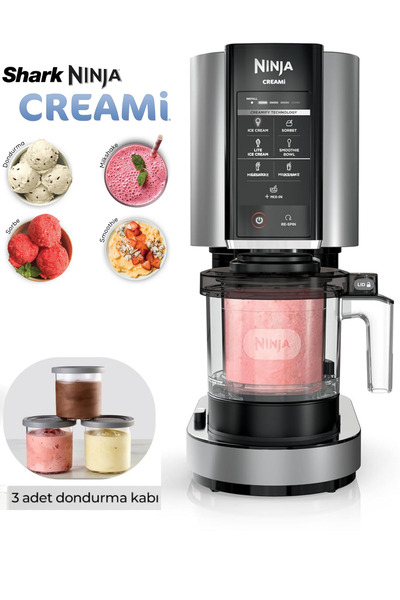 NINJA Ice Cream Maker - Milkshake, Gelato, Sorbe, Smoothie Kasesi, Dondurma Makinesi -Mükemmel Kıvam