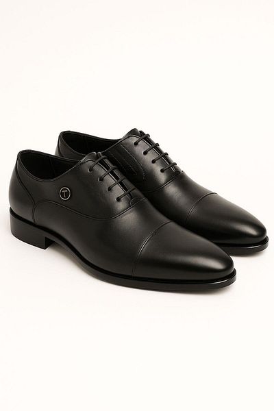 Deriderim Black Genuine Leather Classic Men's Shoes