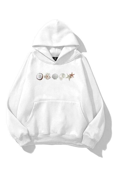 Trendiz Kadın Sea Shells Sweatshirt Beyaz
