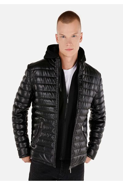 Colin's Palton negru pentru bărbați Slim Fit Pu