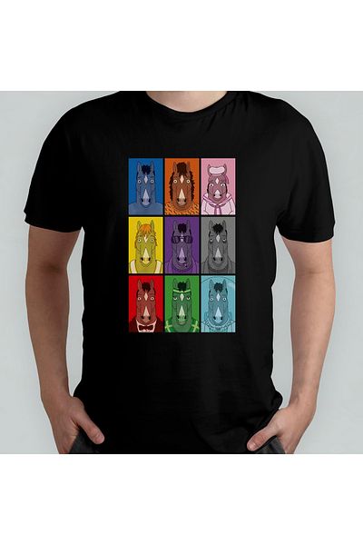 Pixxa Bojack Horseman Unisex 100% Cotton Crew Neck T-Shirt Model 3
