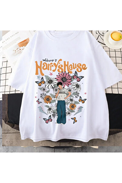 Tarzsokak Tricou grafic alb Harrys House Summer Manga Originalitate moale Sli...