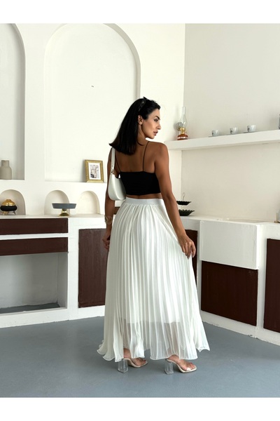 BILDEŞA White Donette Pleated Skirt