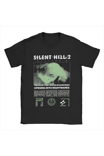 Tarzsokak Tricou negru Silent Hill cu gât rotund pentru adulți