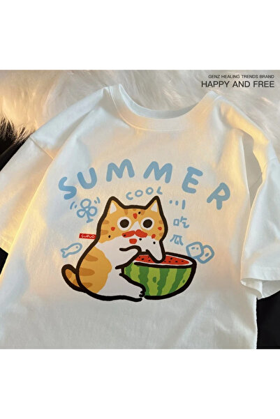 Tarzsokak Λευκό πεπόνι που τρώει Πορτοκαλί Γάτες Αστείες Γάτες με στάμπα Εφαρ...