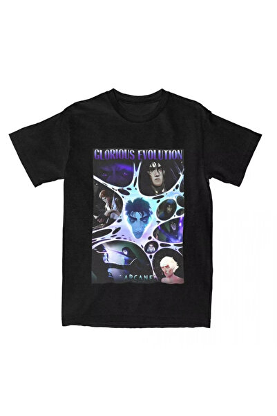 Tarzsokak Tricou negru VIKTOR Arcane anime Japonia cu imprimeu anime Harajuku