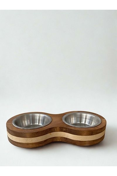 Fitline Natural Wooden Food or Water Bowl Double Double Color