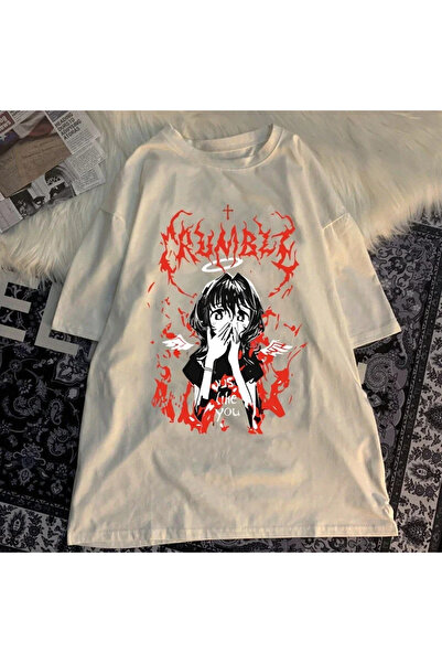 Tarzsokak أبيض هاراجوكو القوطية البانك الكرتونية برقبة دائرية صيفية Ulzzang H...