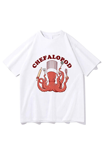 Tarzsokak Tricou alb Gil Just 86'd Fish Octopus Chef Funny/ Harajuku Summer T...
