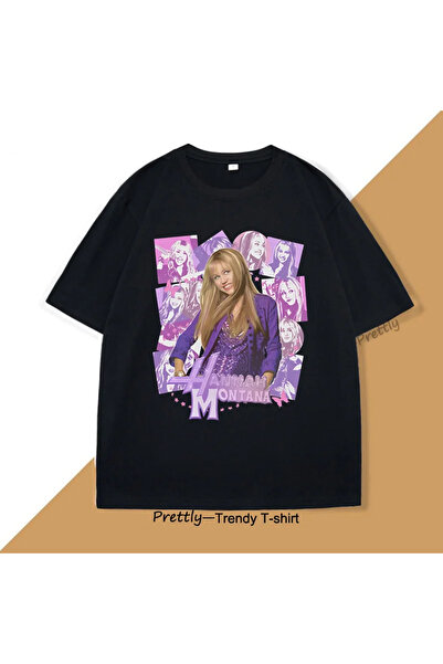 Tarzsokak Siyah Hannah Montana Baskı T Tee Sokak Üstleri Haraju