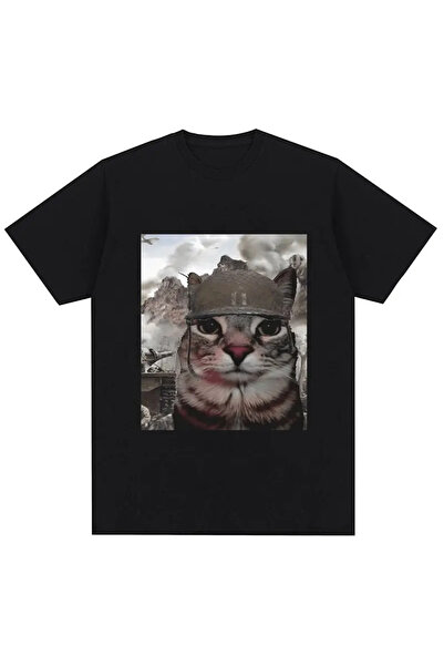 Tarzsokak Siyah Bin Yard Bakış Kedi Komik Meme Mizah Tarzı Vintage li T Kad