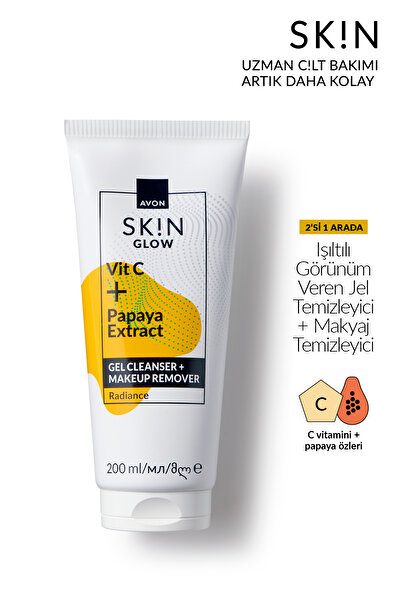 AVON SK!N Işıltılı Görünüm Veren Jel Temizleyici + Makyaj Temizleyici 200 Ml.