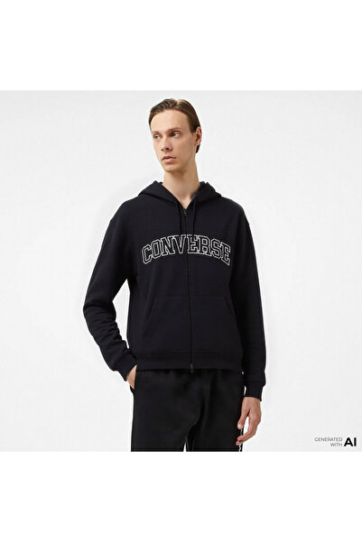 Converse Erkek Fermuarlı Siyah Sweatshirt