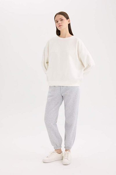 DeFacto Νέα σεζόν Standard Fit Χοντρό Jogger Φούτερ με ελαστικό πόδι μέσης Basic ίσιο μακρύ μήκος