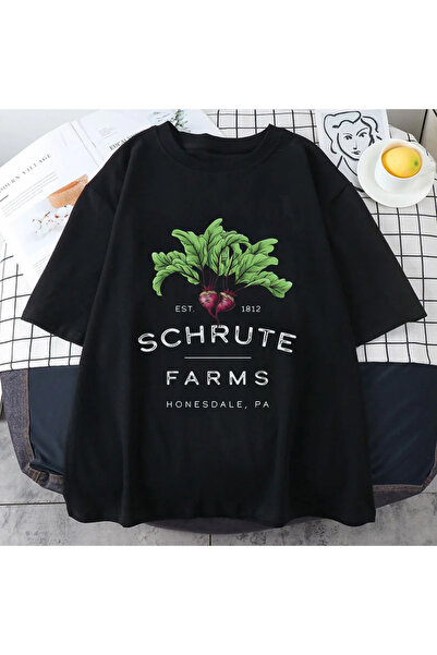 Tarzsokak Black Dwight Schrute Sebze Çiftlik Top Summer Must-Have Un