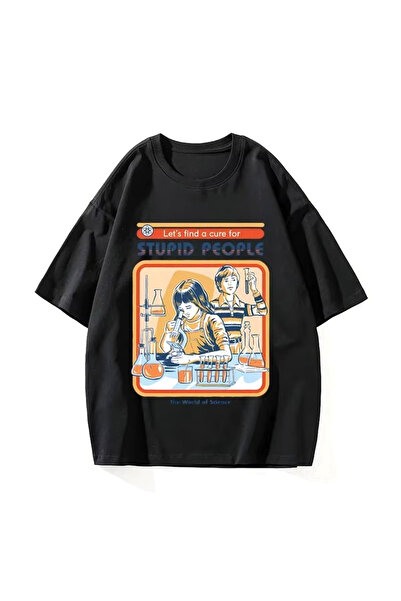 Tarzsokak Tricou negru A Cure for Stupid People Breathable Harajuku Graphic p...