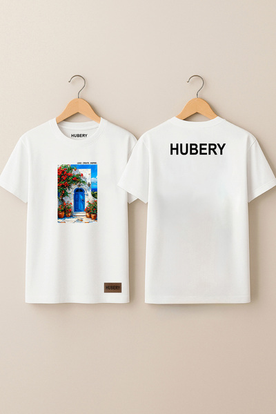 HUBERYWEAR Tricou croi relaxat pentru bărbați, cu model Poarta de Sina de Mar...