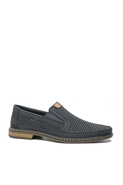 Rieker Men's casual shoes navy blue made of leather with perforations