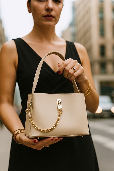 roseberry Cream Chain Detail Long Strap Women's Bag - R1555