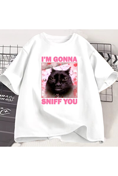 Tarzsokak Tricou alb cu meme amuzant cu pisici, cu mesajul „Te voi mirosi” și...