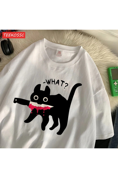 Tarzsokak Îmbrăcăminte de stradă cu imprimeu pisică neagră surpriză pentru fe...