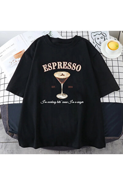 Tarzsokak تي شيرت أسود برسومات ألبوم Espresso EST هذا هو قميص سابرينا النجار