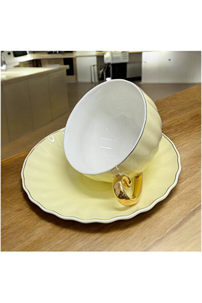 JOVY Porcelain cup and saucer set, LONDON, 200 ml yellow