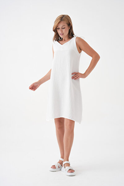 Butik Φόρεμα με λουράκι από ύφασμα μουσελίνας από 100% βαμβάκι MG-20251