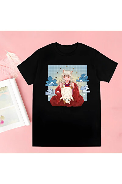 Tarzsokak تيشيرت أسود إينوياشا مطبوع جديد صيفي جديد