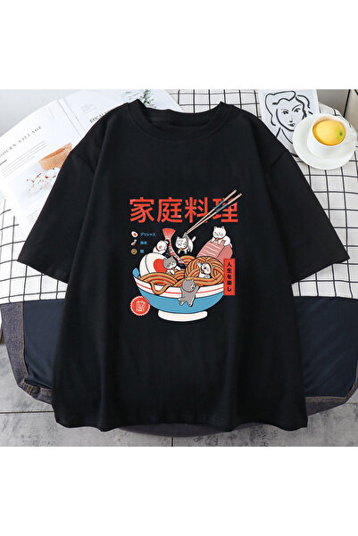 Tarzsokak Crni ramen mačka s japanski anime Lik s letnji harajuku kawaii