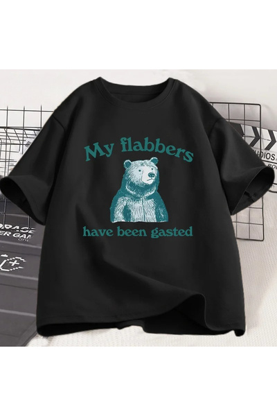 Tarzsokak Μαύρο μπλουζάκι με αστεία γραφικά "My Flabbers Gasted" Cute Bear Te...