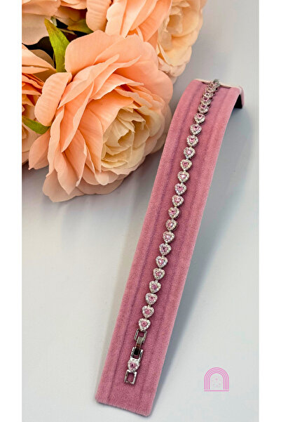 Moond Accessories Xuping Zirkon Taş Kalp Desenli Silver Bileklik