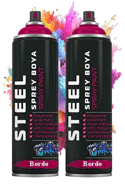 Artlantis Bordo Sprey Boya 200 ml 2 Adet Hızlı Kuruyan Profesyonel Ahşap Plas...