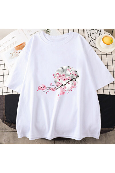 Tarzsokak Beyaz Japon Sakura leri Yaz Orijinal Baskı Anime Karikatür İkincil ...