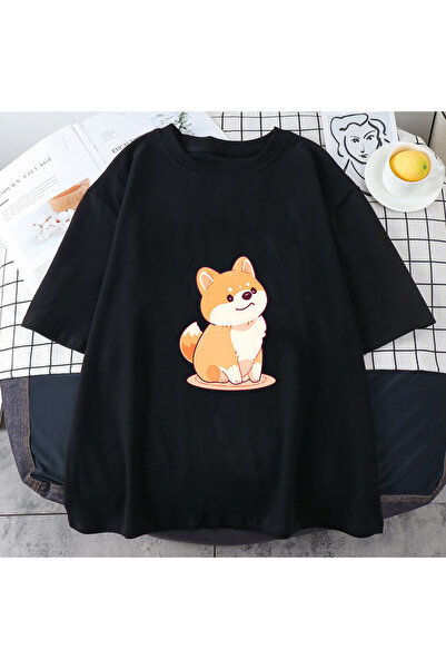 Tarzsokak Shiba Inu negru și model drăguț de câine cu guler rotund de vară, i...